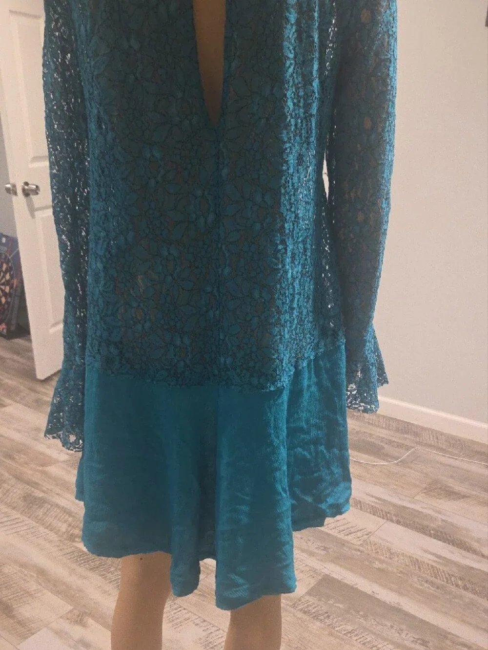 Free People Turquoise Lace Long-Sleeve  Tunic